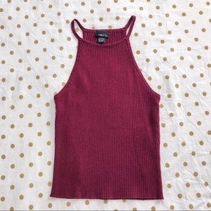 Maroon Ribbed Halter Tank
